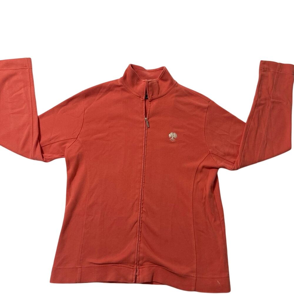 Lady Divots Golfing jacket women’s Sz small coral color zip up 100% Pima Cotten